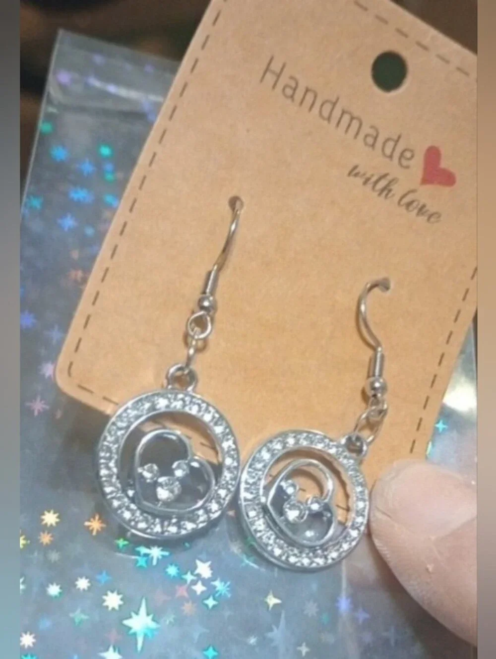 $8 Each Or 5/$20 Handmade Silver Mickey Inspired In A Heart, in A Circle Earring